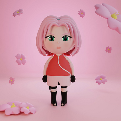 Sakura Haruno - 3D Character 3d anime blender blossom character design girl illustration naruto sakura sakuraharuno ui