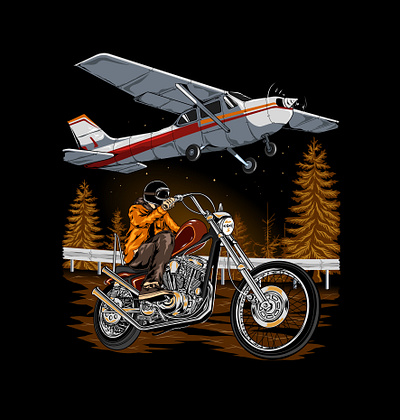 Chopper on the woods adobeillustrator artwork chopper graphic design harleydavidson illustration motorcycle riders vector