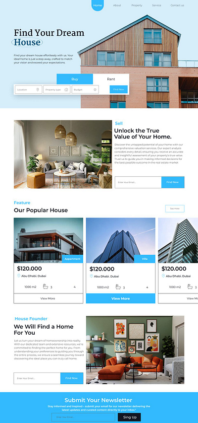 Real Estate Website branding graphic design landing page real estate ui uiux user interface