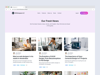 Blog Page UI - Whitespace UI #37 ai blog blog blog card design blog card ui blog design blog page blog page ui blog single page blog ui ui design ux design website design whitespace ui