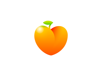 Glossy Peach Logo 3d app branding eat emoji fresh fruit heart icon illustration ios light logo love mihai dolganiuc design nature shiny