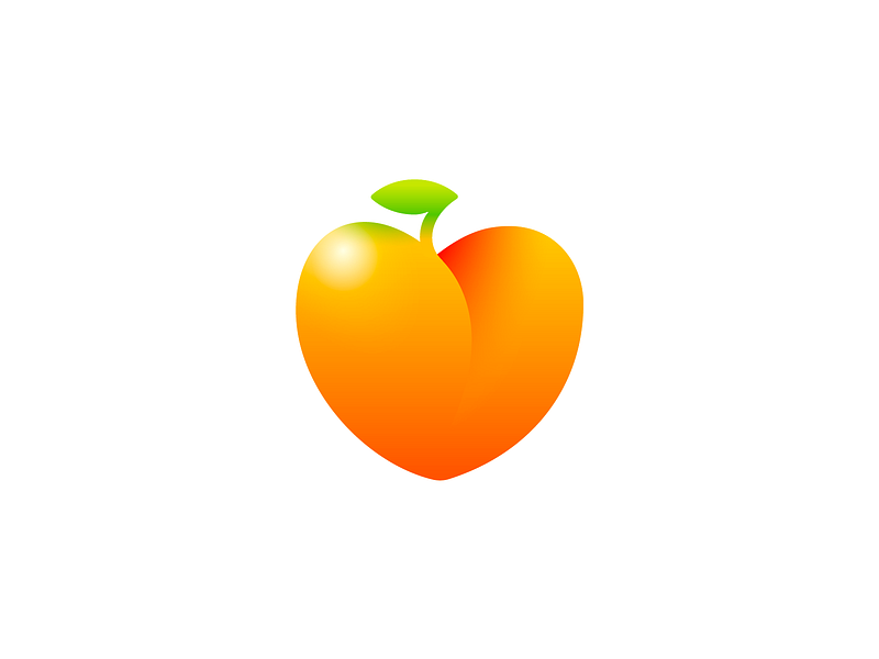Glossy Peach Logo 3d app branding eat emoji fresh fruit heart icon illustration ios light logo love mihai dolganiuc design nature shiny