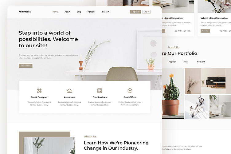 Minimalist Landing Page by Enative Design on Dribbble