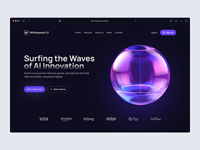 AI website homepage UI - Whitespace UI #43 ai application ai ui design ai website design system free ui kit homepage ui landing page ui design ui kit website design whitespace ui