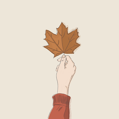 Hand with leaf illustration procreate