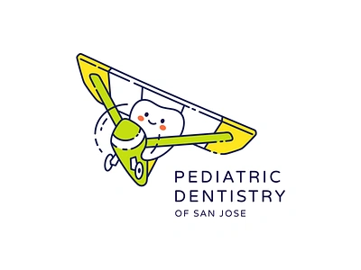 Pediatric Dentistry branding character cute dental dentist dentistry design flat fly illustration kawaii line art logo mascot minimal plane propeller plane tooth