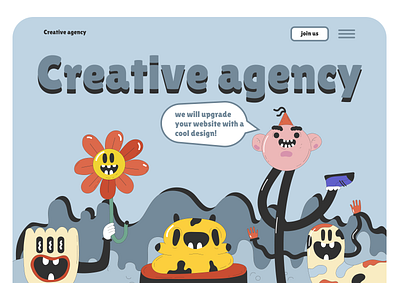 Целевая страница для Веб-сайта креативного агенства app branding design graphic design illustration ui ux vector