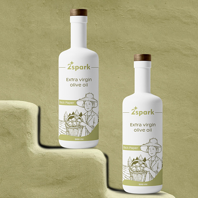 2Spark/ Branding and Packaging Design bottle design branding colordesk creative agency logodesign modern mark olive logo packaging design