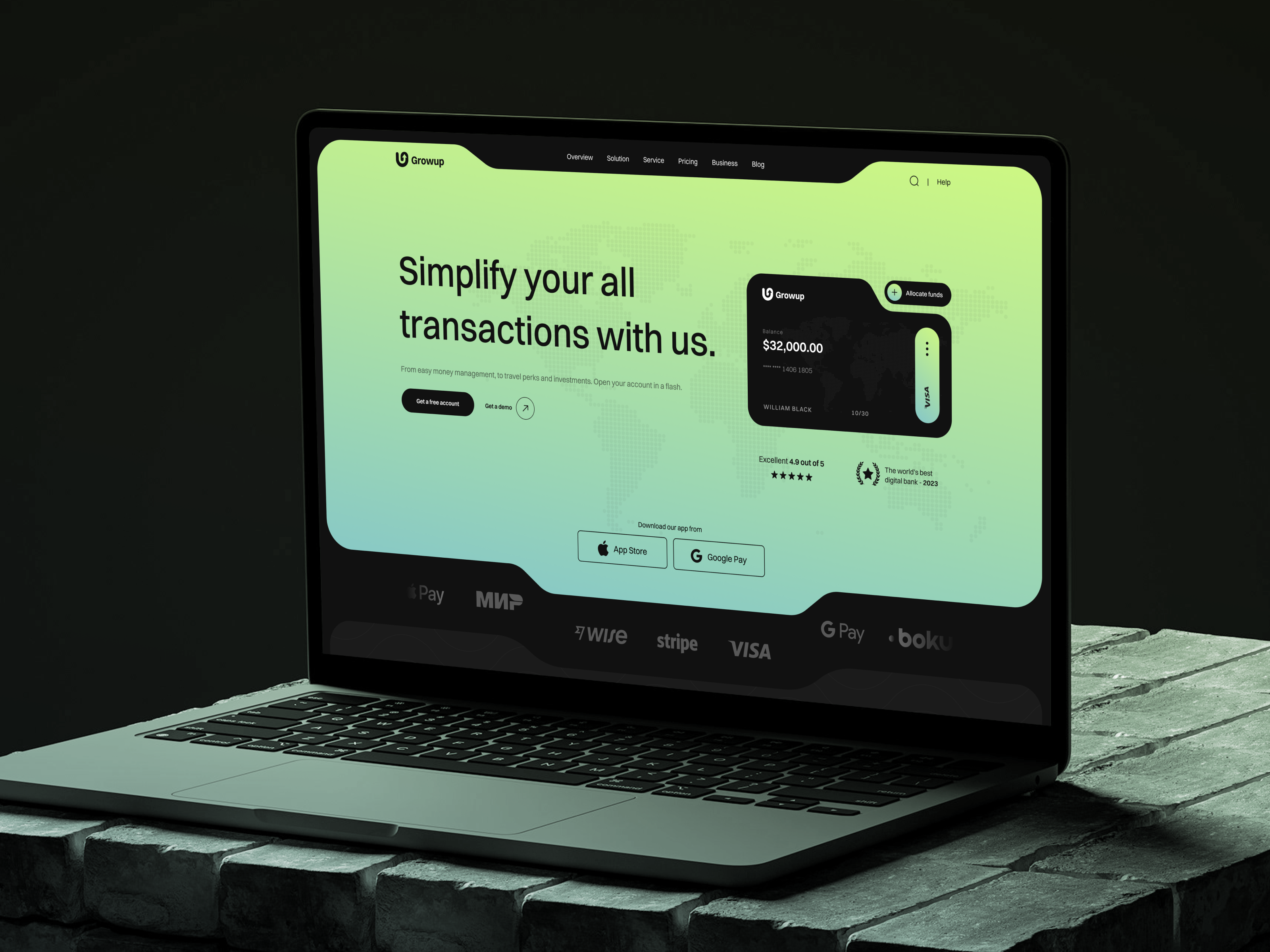 Example of Fintech Landing Page Design