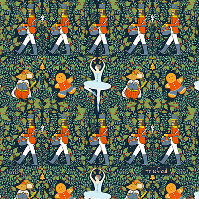 The Nutcracker Ballet Seamess Pattern christmas pattern design digital art digital illustration graphic design illustration surface pattern