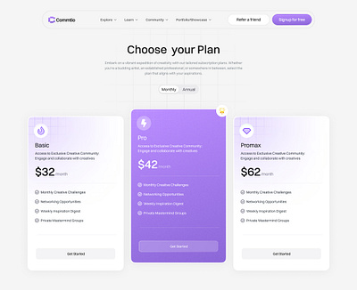 Pricing page exploration landingpage pricing pricingpage ui uiux userinterface ux websitedesign