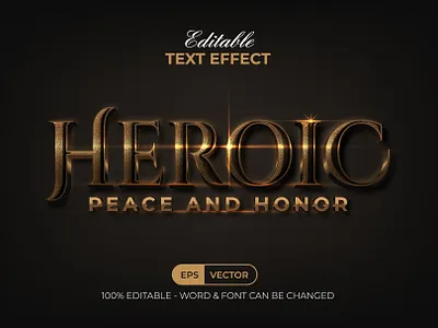 Heroic Text Effect Gold Cinematic Style cinema design editable effect font gold letter lettering modern realistic text textured title type typeface typography