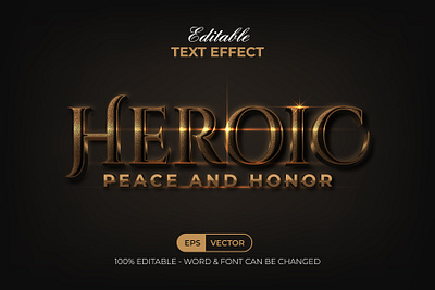 Heroic Text Effect Gold Cinematic Style cinema design editable effect font gold letter lettering modern realistic text textured title type typeface typography