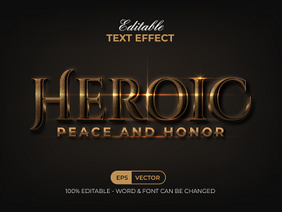 Heroic Text Effect Gold Cinematic Style cinema design editable effect font gold letter lettering modern realistic text textured title type typeface typography