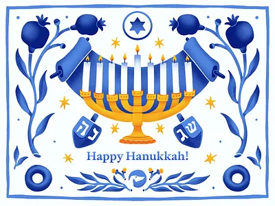 Hanukkah Greeting Card art congratulations creative illustration design design studio digital art digital illustration digital painting festive graphic design greeting card greeting card design hanukkah holiday illustration illustration art illustrations illustrator procreate traditions