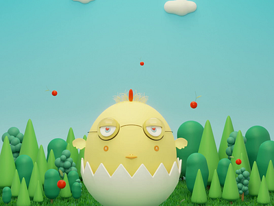 Cute Chick 🐣 3d 3ddesign animation art blender branding design graphic design illustration illustrator
