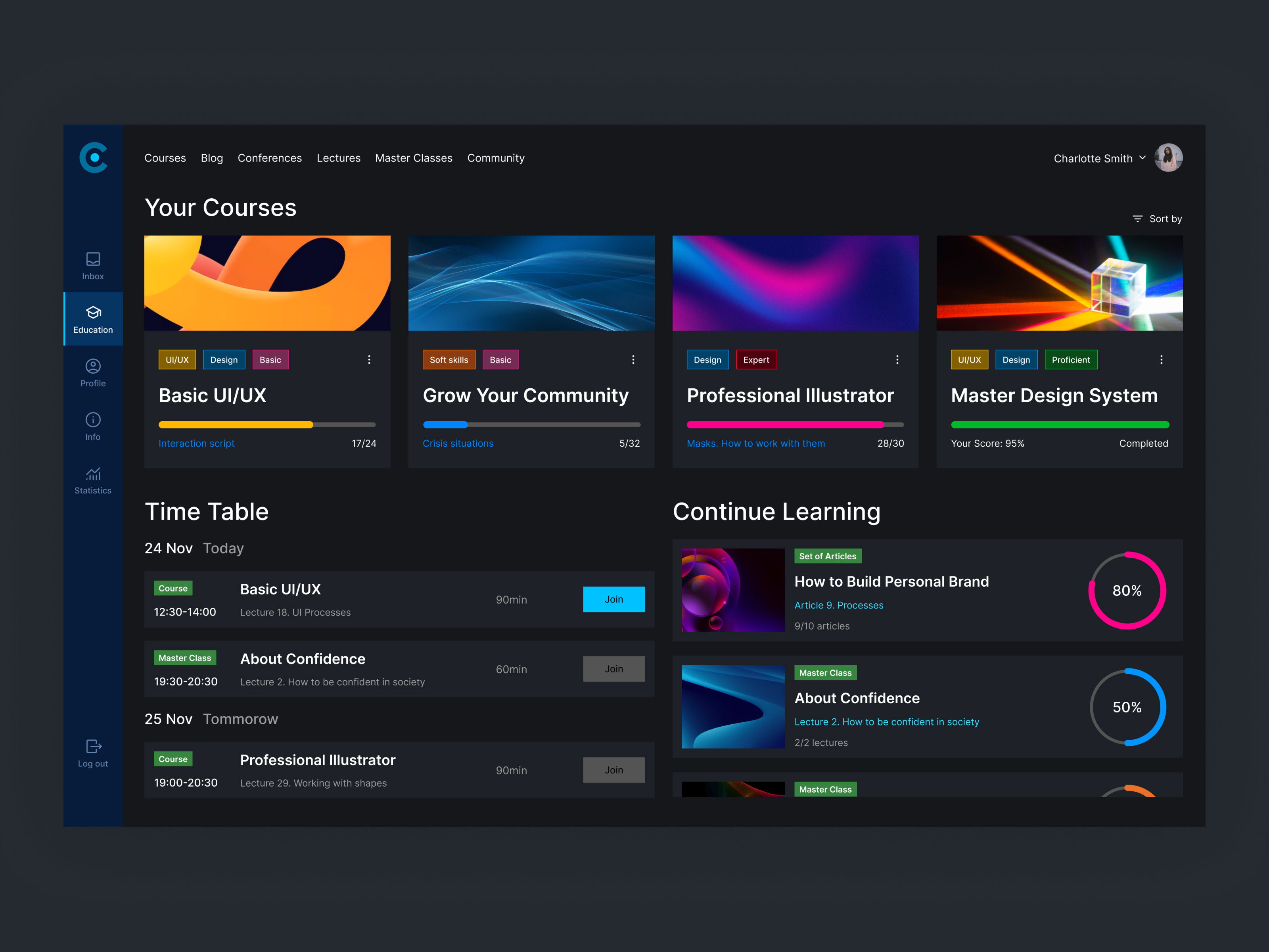 Learning Platform Design Concept design figma platform ui website