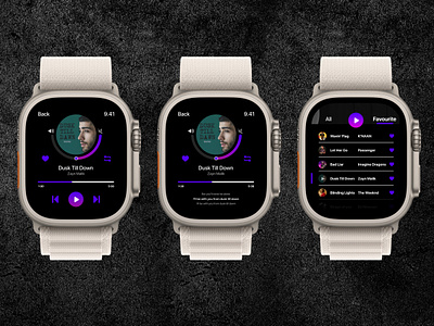 Music Player UI for Apple Watch apple ios apple watch applewatchui darkmodedesign interactivedesign ios mobiledesign music player music player ui musicplayerapp playlist design playlist design ui product design ui ui design uiux userexperience visualdesign watch ui watchosdesign