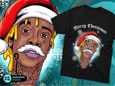 Cheezy Rapper Christmas album cover album cover design cartoon character hiphop illustration mascot merchandise music musician printing rapper t shirt