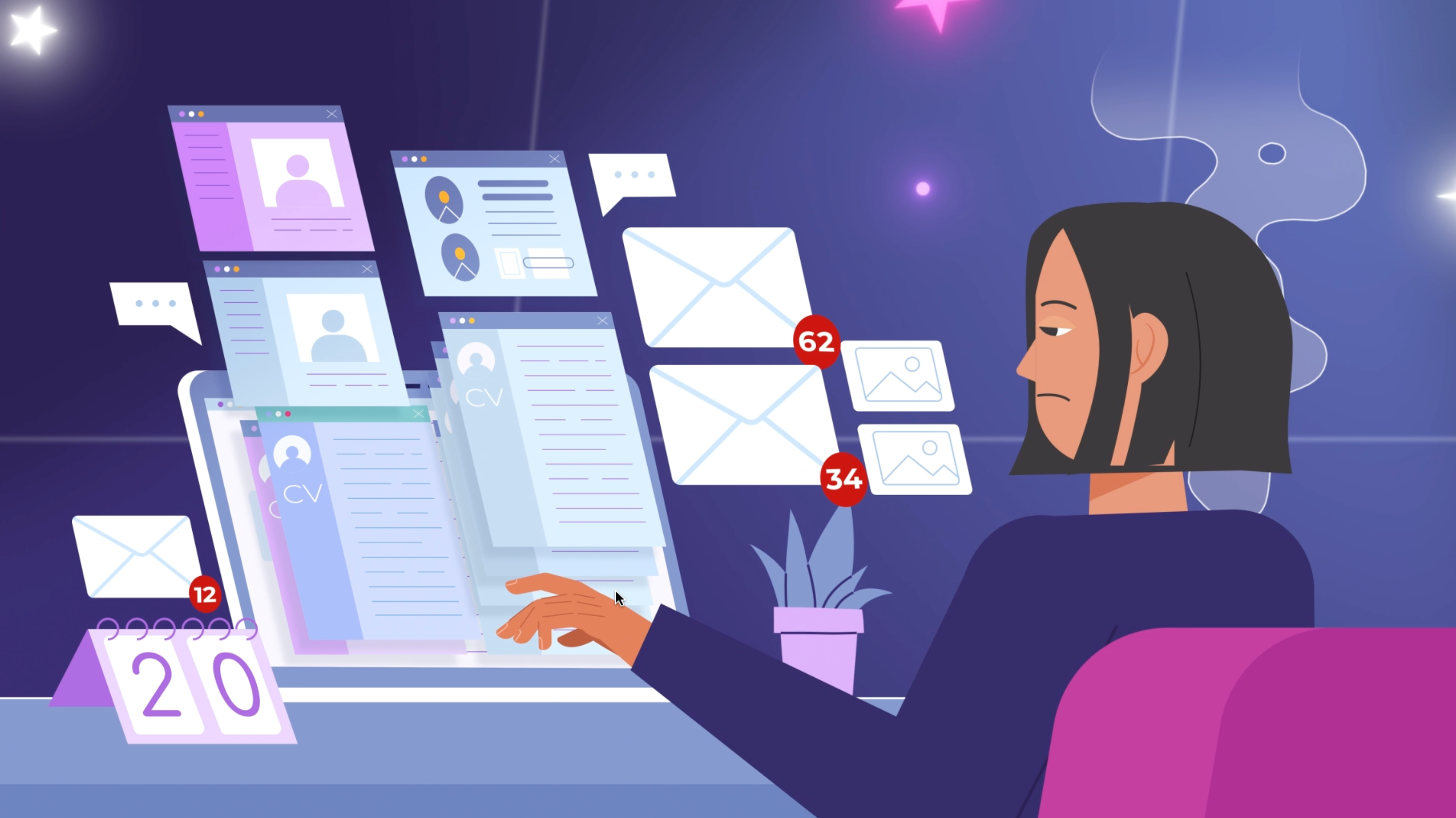 Tired Developer branding character illustration corporate cv explainer video hiring hiring manager illustration job sleepy tired