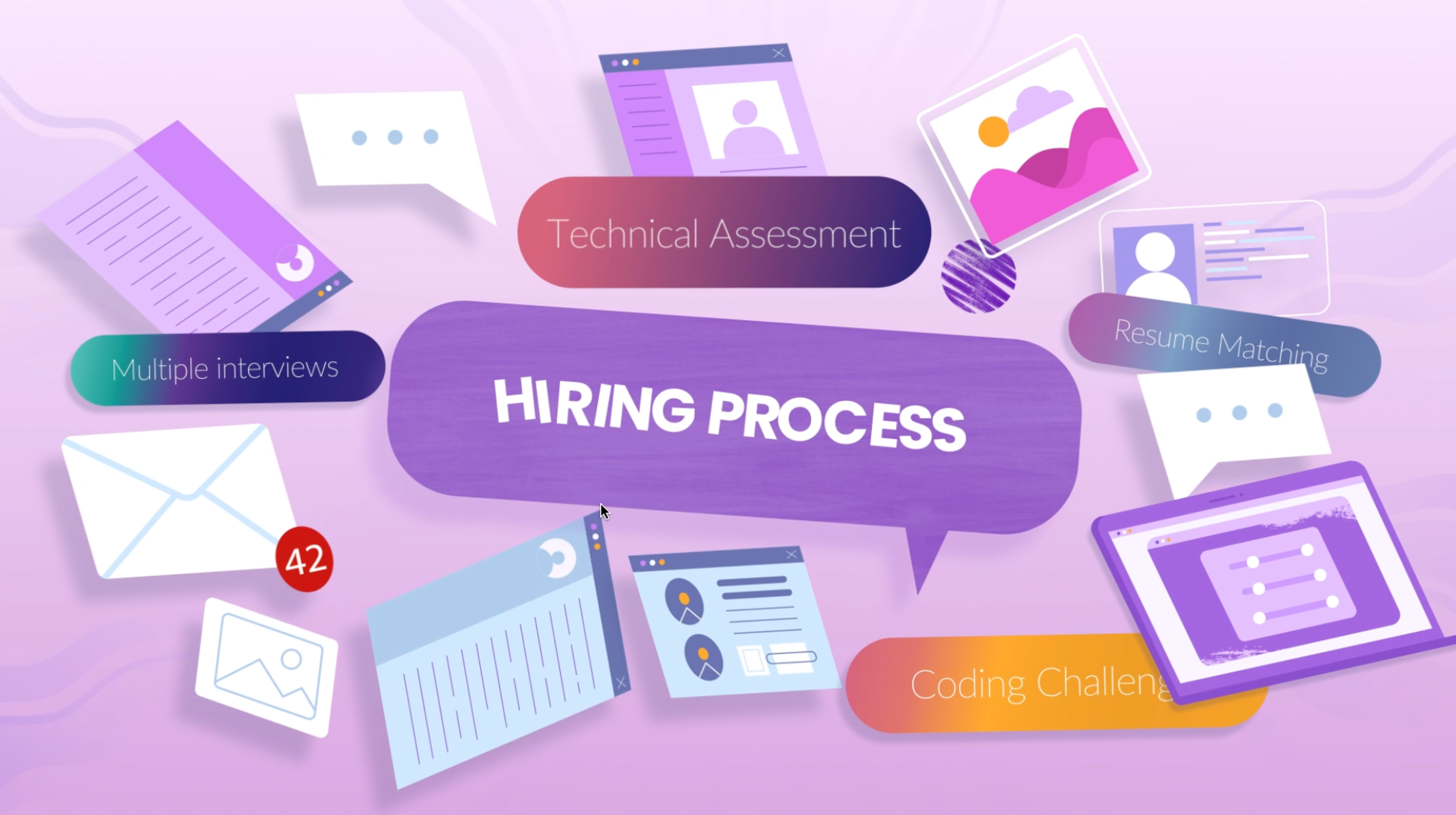 Hiring Process Troubles animation branding design design inspiration explainer video flat design fresh design hiring illustration inspiration ui