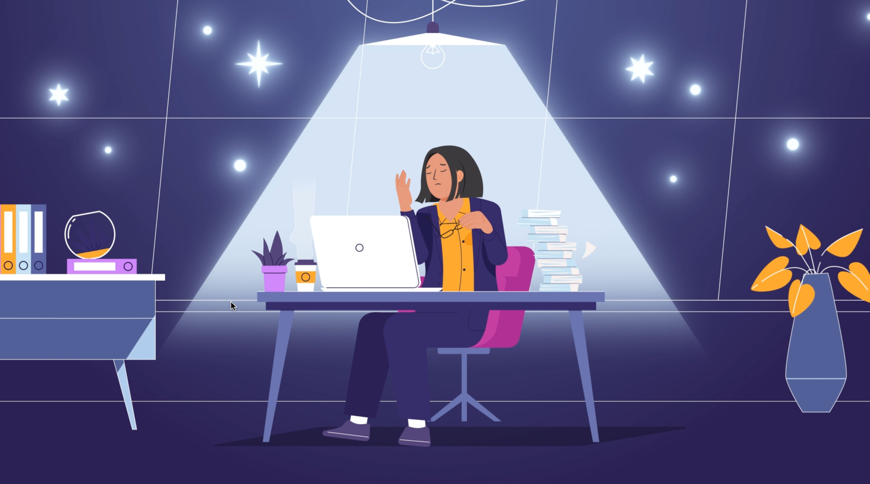 Tired Hiring Manager animation branding design design inspiration explainer video flat design fresh design hiring illustration inspiration tired ui