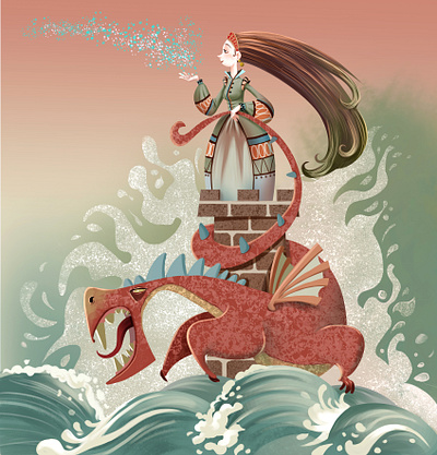 The sorceress and the dragon characterdesign childrenillustration drawing fantasyillustration illustration kidaillustration publishingillustration
