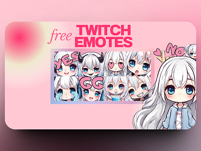 FREE EMOTES FOR TWITCH anime branding chibi girl emotes free free emotes graphic design streamer twitch twitch emotes