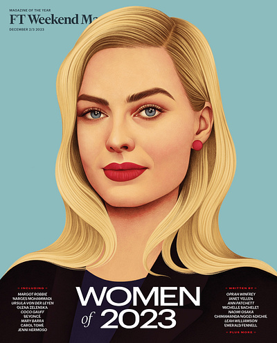 Women of 2023 2d celebrity digital editorial folioart illustration mercedes debellard portrait realist woman