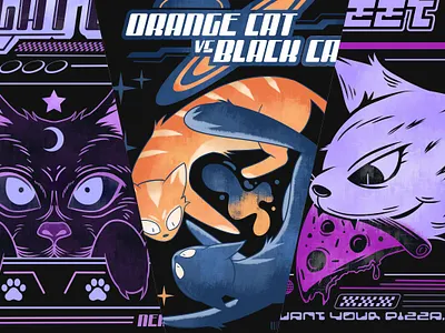 Y2K Cat Illustration Designs apparel design art artwork cartoon cat cartoon cat t shirt design character clothing design design illustration monster pod poster print on demand streetwear t shirt design y2k y2k cat y2k style y2k t shirt design