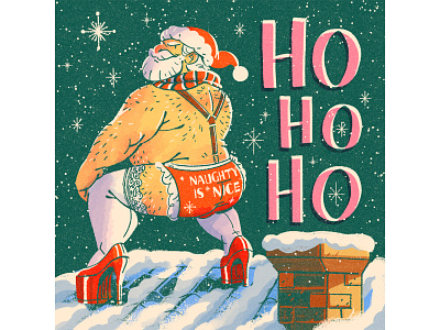 Naughty is nice brush character design characterillustration christmas dance digital drawing digitalart festive festiveseason heels illustration muti red santa snow snowflake texture twerk