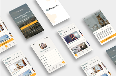 CompassUA app application design system excursions logo travel ui ux