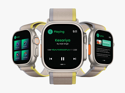 Apple Watch Music Player UI Design app apple ui apple watch branding design graphic design music music ui ui ux watch watch ui