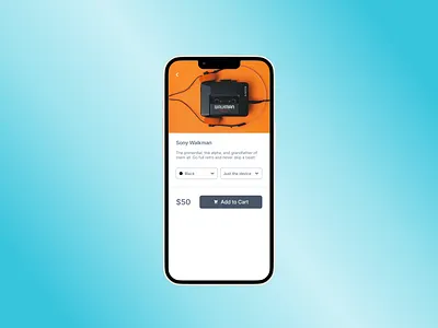Product Card With Options design dropdown mobile product card ui walkman