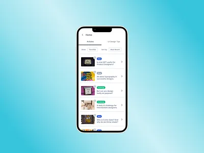 Segment Nav With Filters article list daily ui design mobile mobile ui