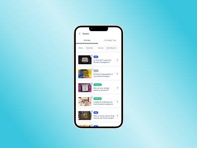 Segment Nav With Filters article list daily ui design mobile mobile ui