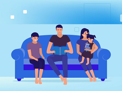 Motion Cuts 966 | MonkeyBusiness animation animation 2d animation after effects blue character couch design family illustration motion motion design motion graphics sofa ui