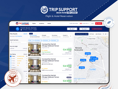 TripSupport Online Hotel and Flight Reservation app design flight graphic design hotel tour travel ui