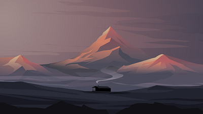 Peace in somewhere - Landscape illustration background concept art game illustration landscape tshirt vector