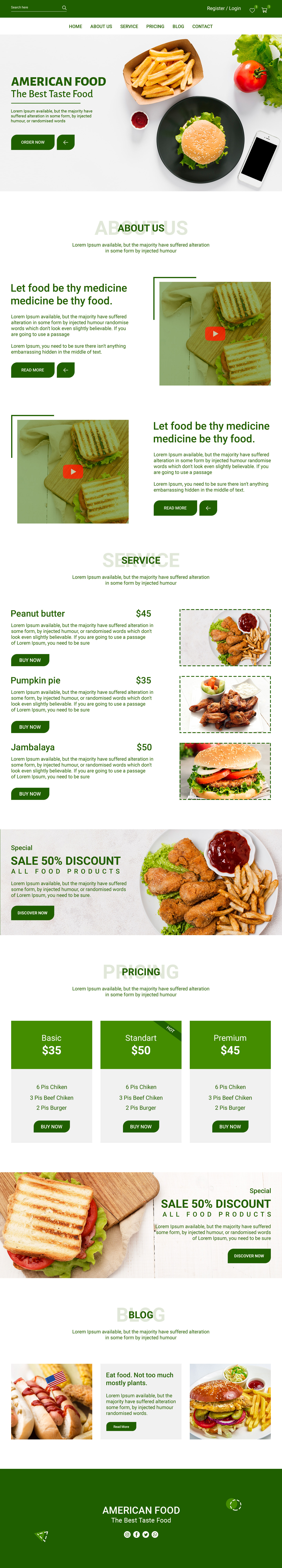 Food Landing page design design fiverr food landing page food website freelancer freelancing landing page design upwork web design wordpress