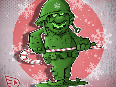 #Tw-elvesdaysofChristmas 7 Combat elf catoon illustration chipdavid christmas dogwings drawing elf green army men sketchstories