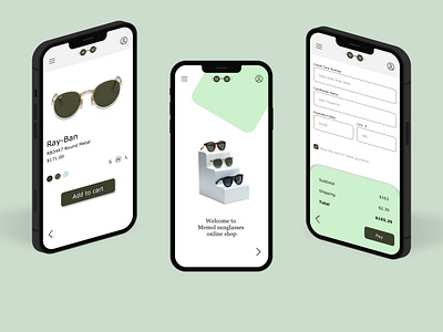 Memol sunglasses online shop app design typography ui ux