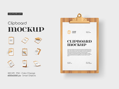A4 Clipboard Mockup Set a4 board business clip clipboard docs document leather letterhead menu mockup mockups office paper sheet stationery