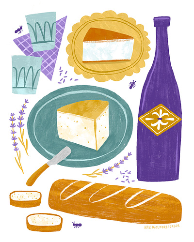 Vendredi Soir Poster art licensing cheese cheeseboard dinner france french hosting illustration party wine
