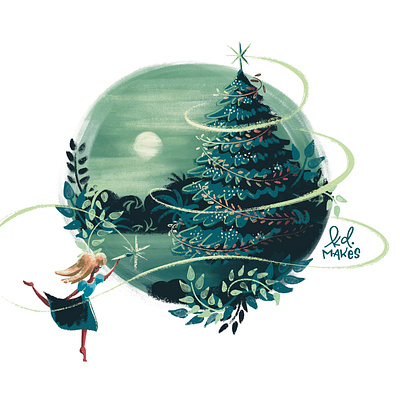 Disember 02 Mary Blair animation blair book child christmas classic cute december disney drawing floral gouache illustration kid lit mary moon procreate texture tree