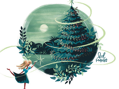 Disember 02 Mary Blair animation blair book child christmas classic cute december disney drawing floral gouache illustration kid lit mary moon procreate texture tree