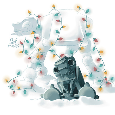 Disember 03 Snow animation atat book child christmas cute december disney drawing illustration kid lit merry procreate sketch snow snowman star wars texture