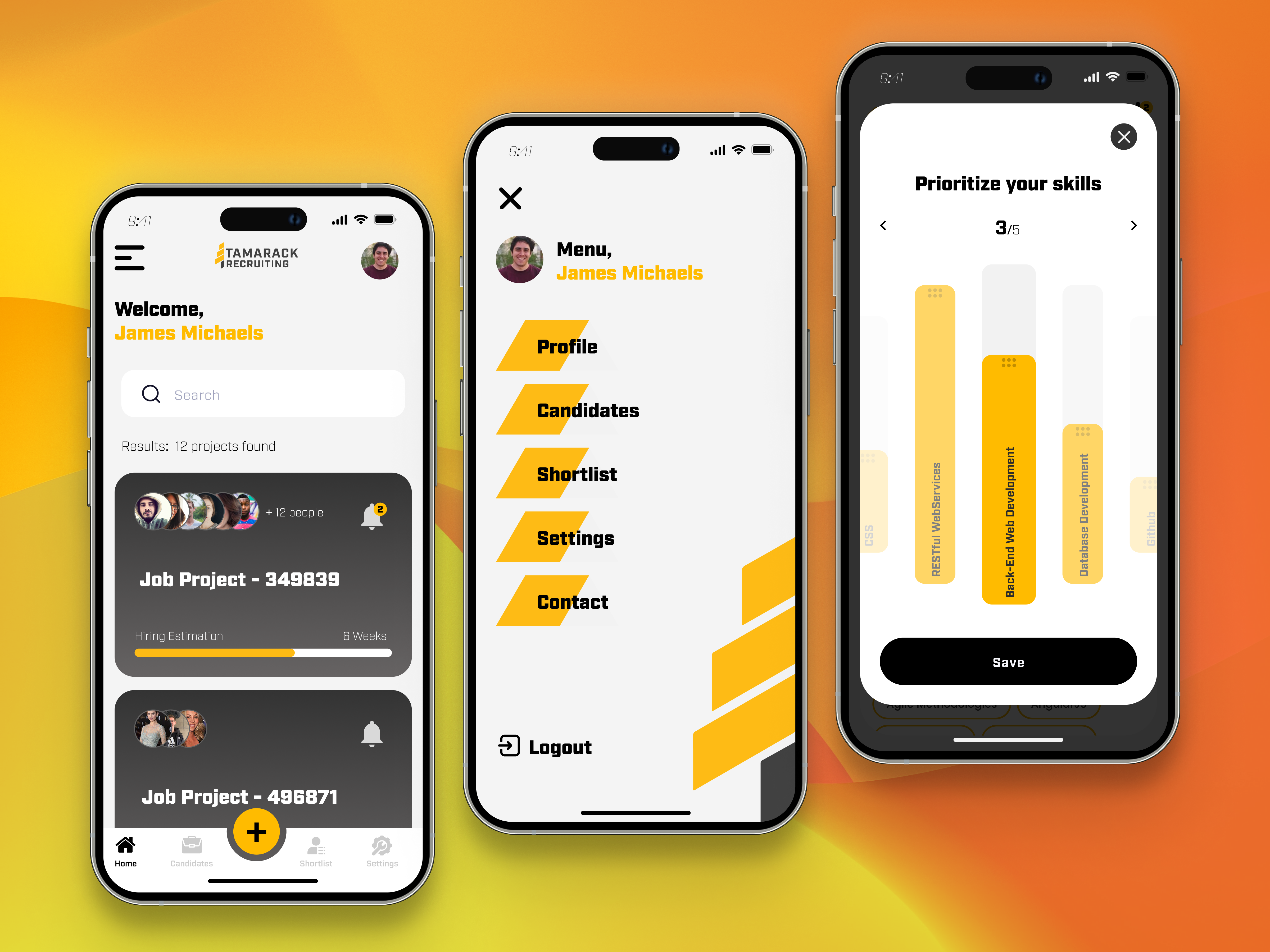 Tamarack Recruiting - ATS app screens ats system branding bubble candidate dashboard candidate portal hero section hr hr website human resources splash screen web app web design