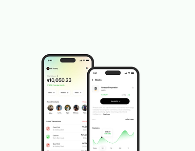Finero App charts fintech invest mobile stocks ui