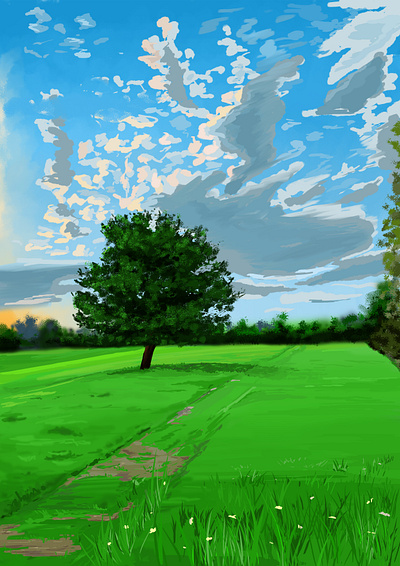 Landscape on photoshop art digital art digital painting fine art graphic design nature painting scenery tree